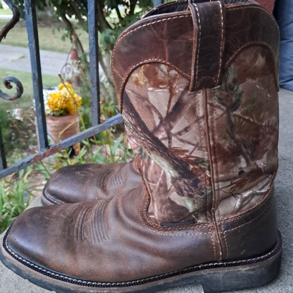 Men's Justin Brown Camouflage Western Boots Size 12 EE - Picture 1 of 7